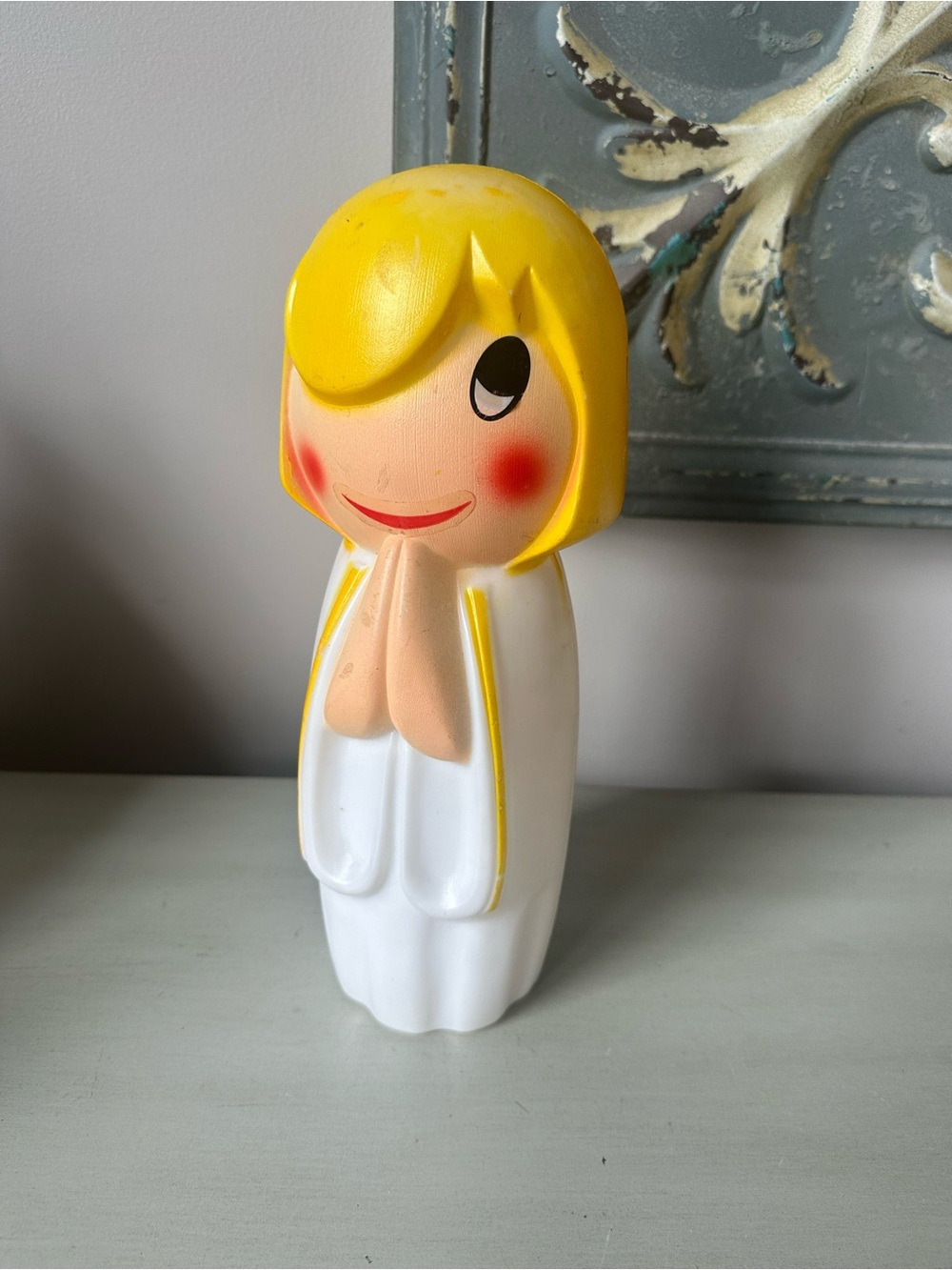 Vintage empire praying angel table top blow mold